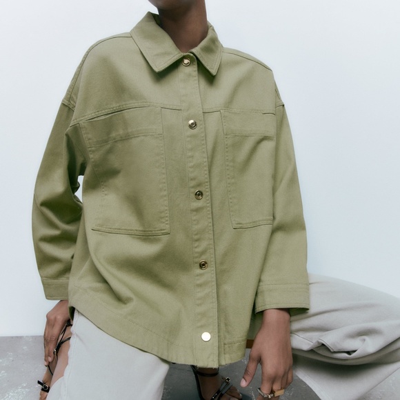 Zara Shirt Gold Button Overshirt Size XS - Picture 11 of 12